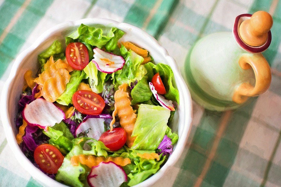 Healthy salad on table