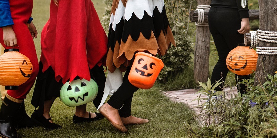 Trick or treaters on Halloween