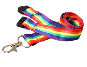 Rainbow lanyard worn by VHA staff in support of LGBTQ2S