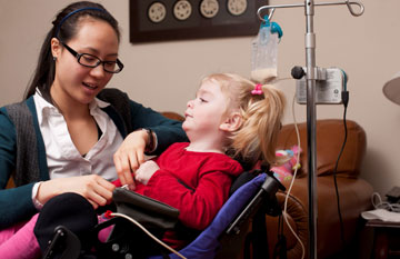 A nurse with a young client