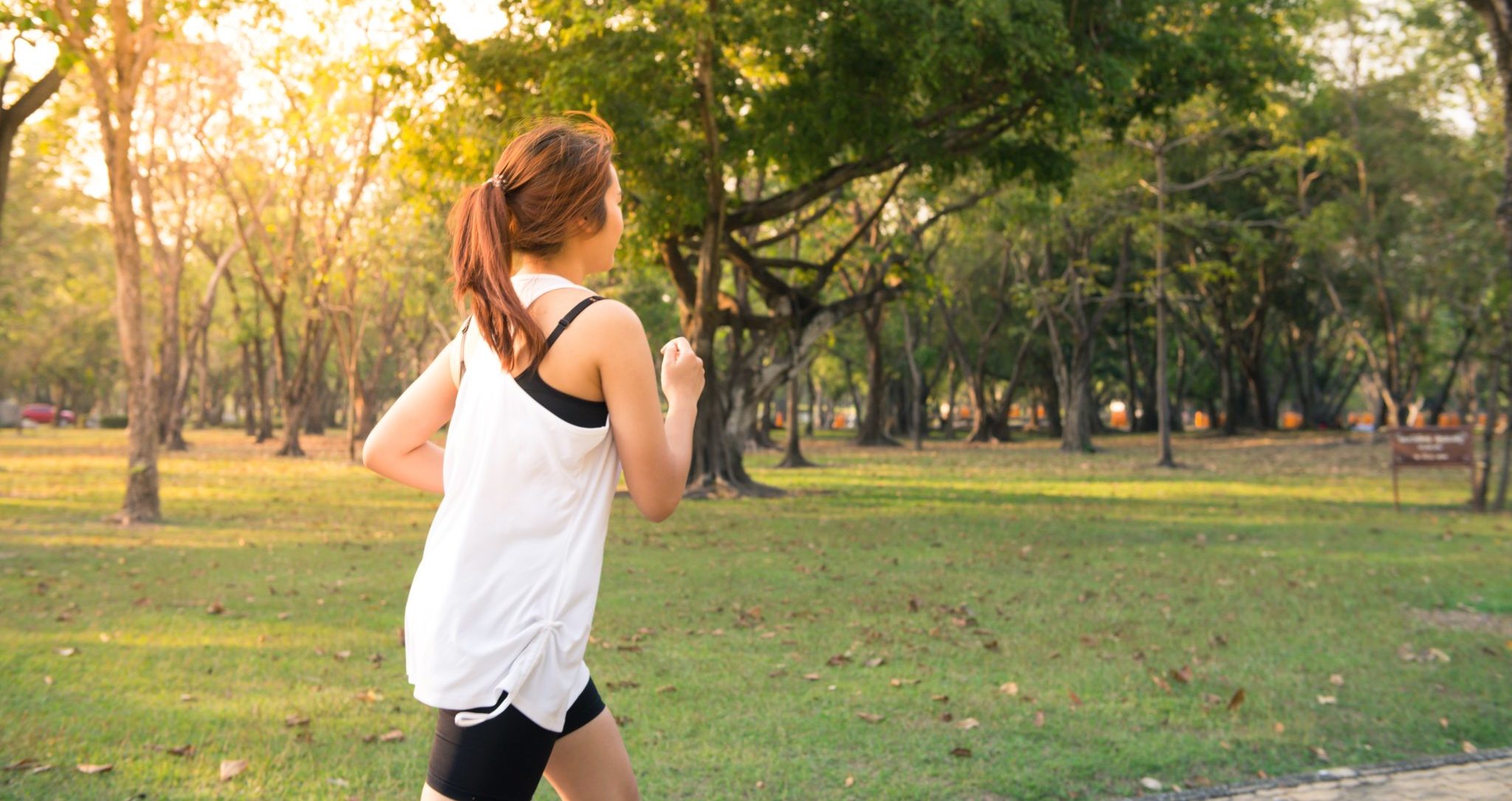 Woman jogging in a forest