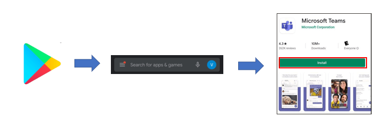 Installing Microsoft Teams on the Google Play Store