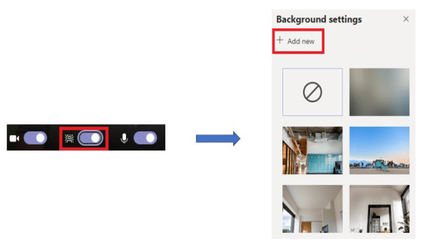 Toggle the background effect settings when you begin a meeting