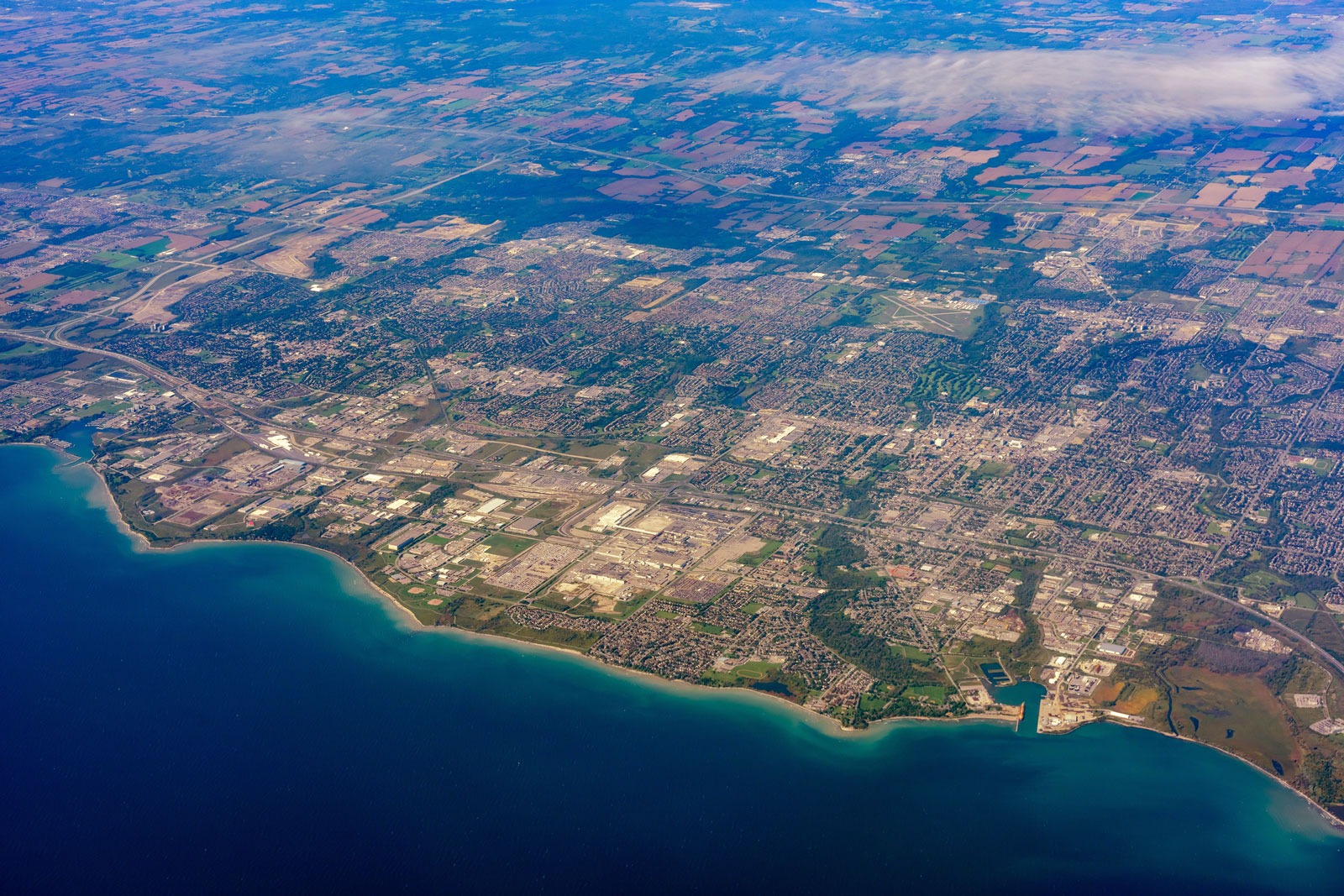 An aerial shot of Durham