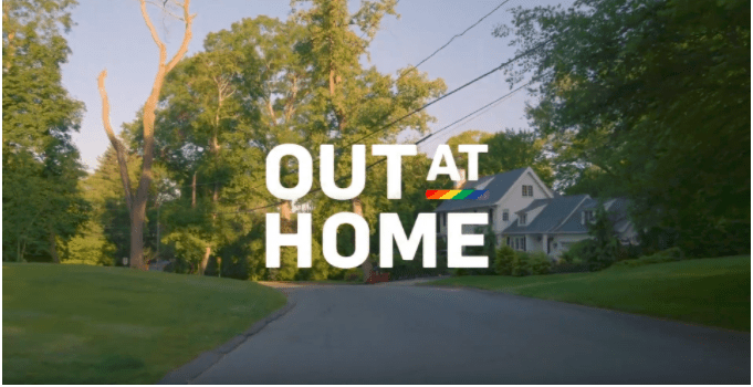 Town road with an overlay that says "Out at Home"