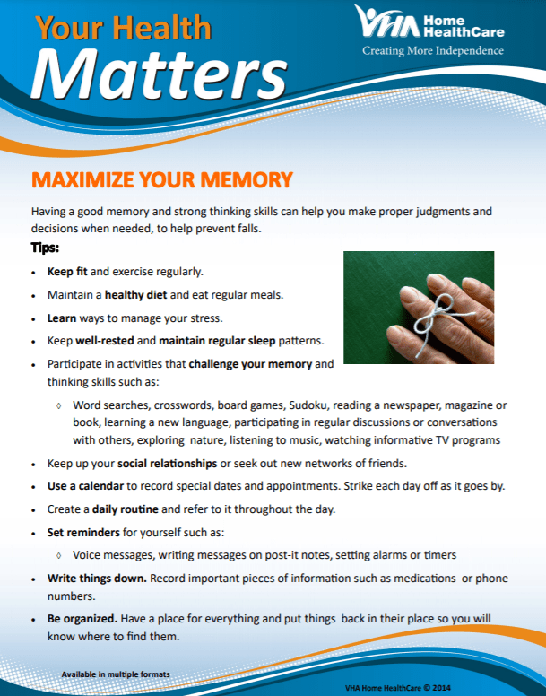 Thumbnail of the Your Health Matters, Maximize Memory, page
