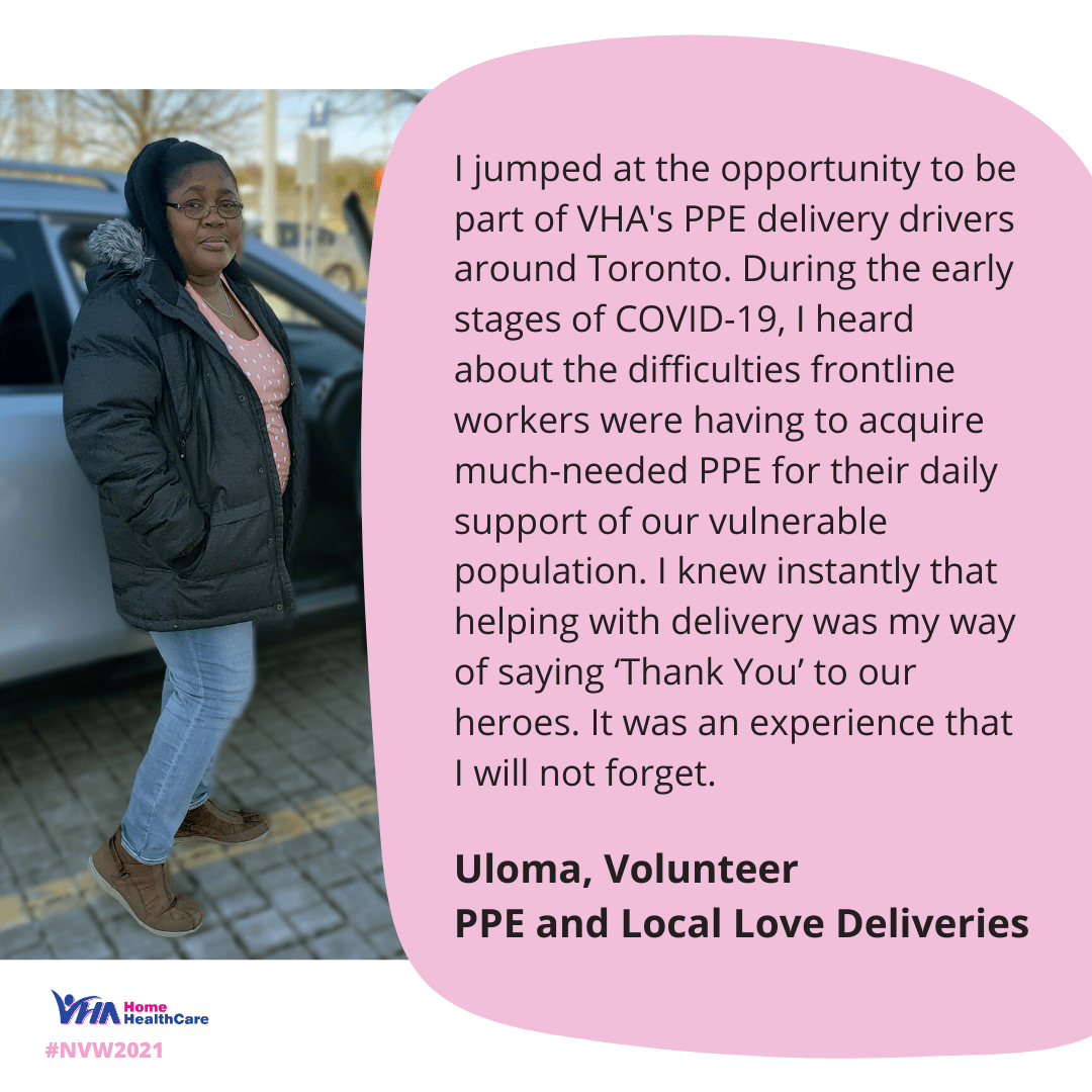 Uloma Olowude, a volunteer at VHA