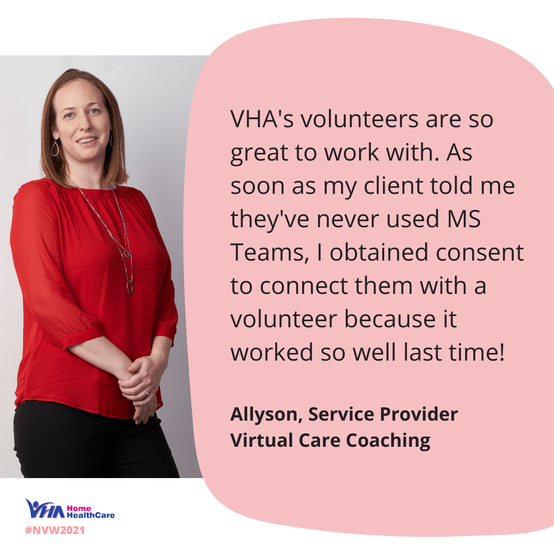 Allyson Hoch, a service provider at VHA, speaks about volunteers at VHA