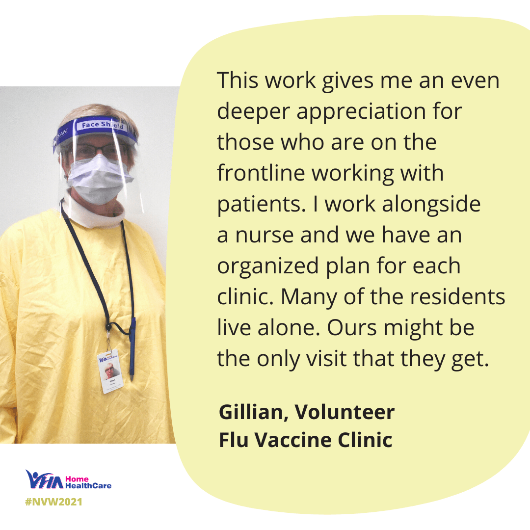 Gillian Eley, a flu clinic volunteer, speaks about her experience