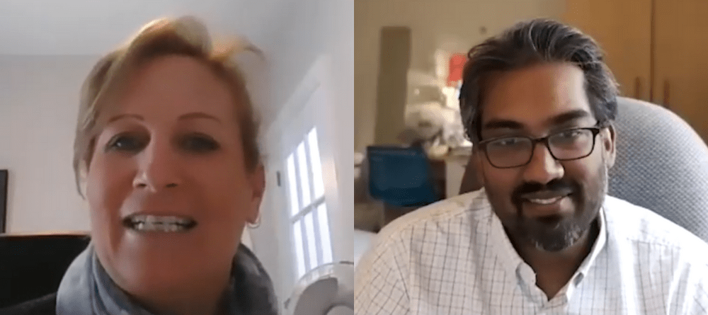 Kathryn Nichol and Tilak Dutta speaking virtually