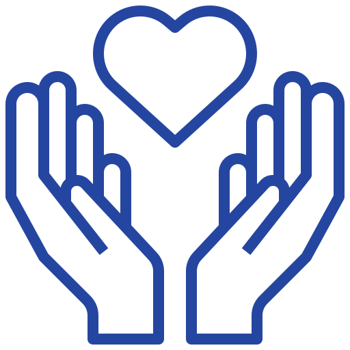 Icon of hands and heart