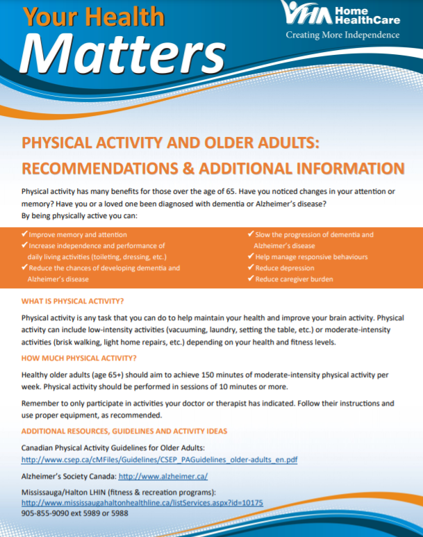 Physical Activity for Older Adults handout