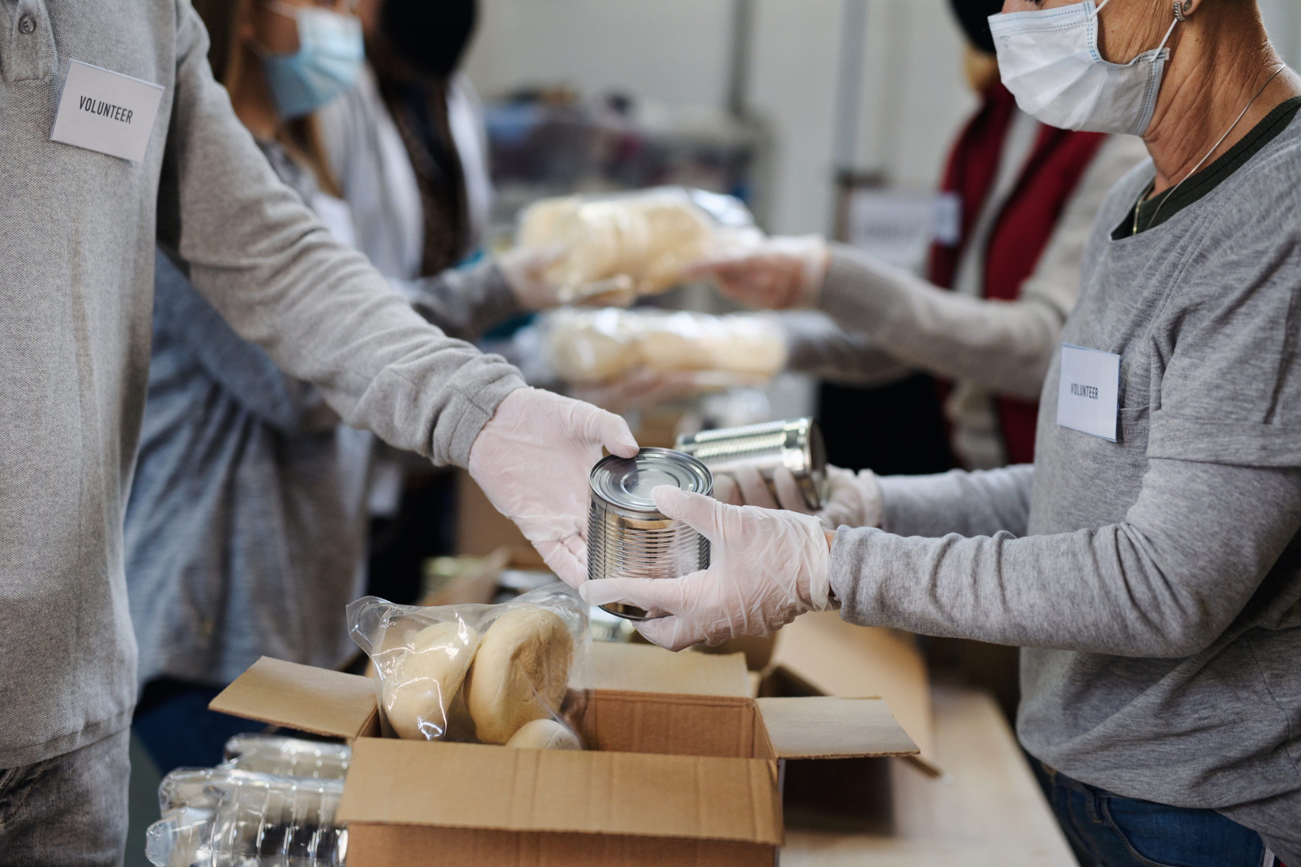 Group of volunteers in a food bank