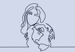 Woman holds globe of Earth in hands illustration