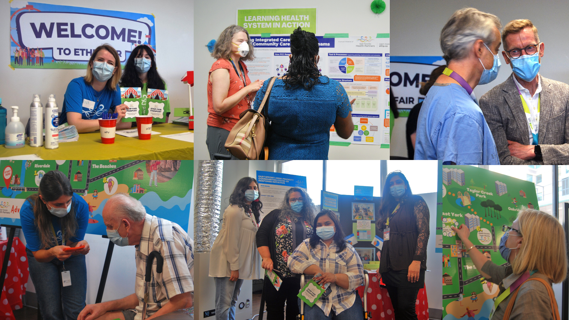 Collage of attendees, researchers and volunteers at ETHP Fair