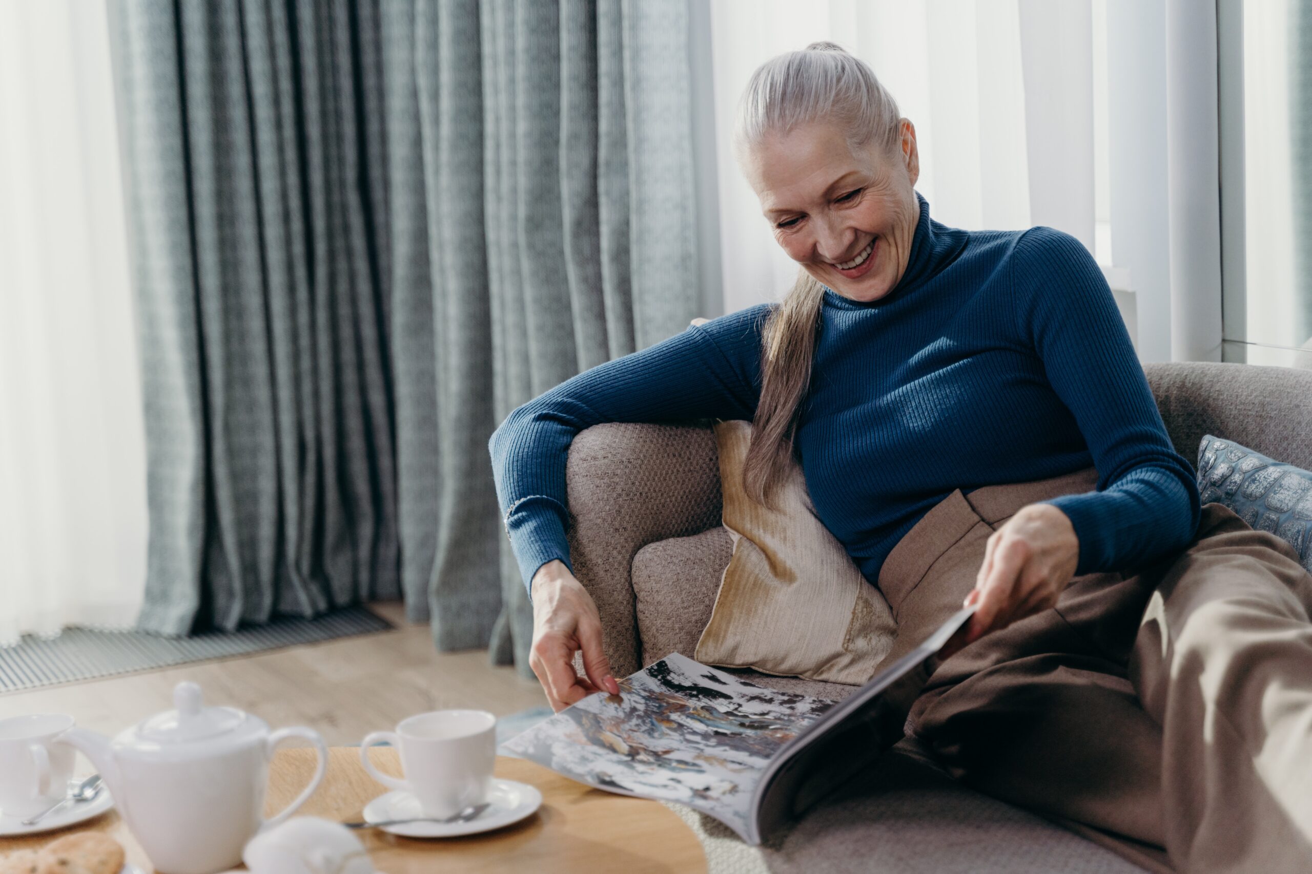 Senior relaxing at home