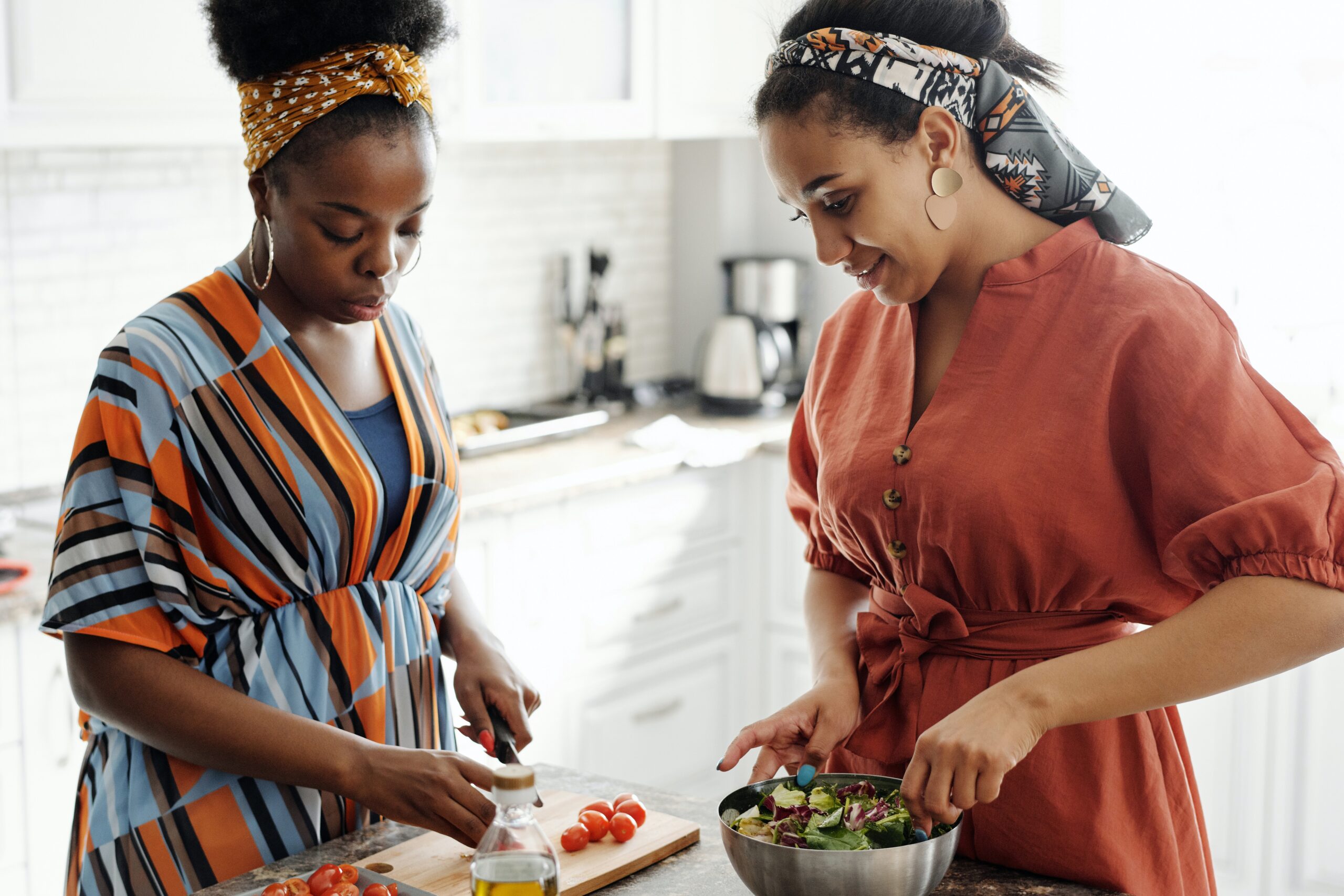 Two women cooking together