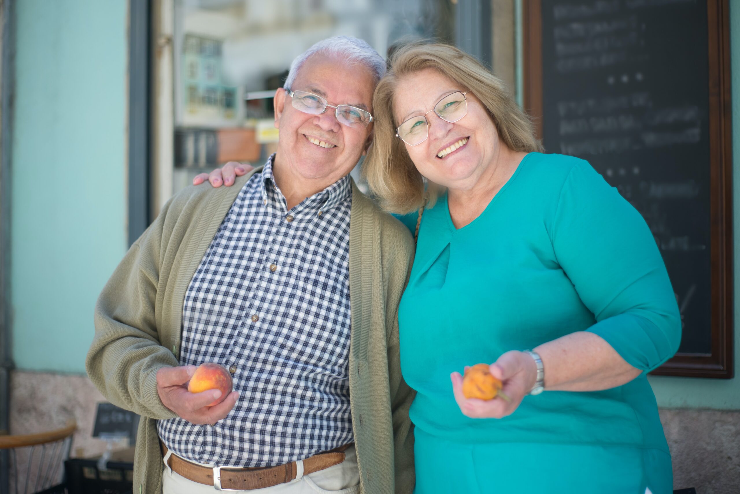 man and woman smiling