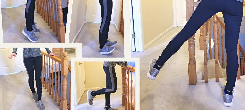 Polaroid collage of balance exercises