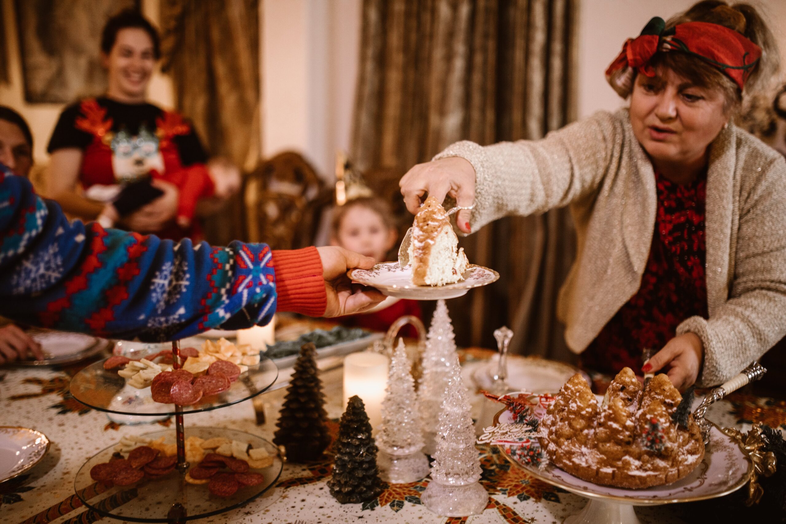 Family eating together over the holidays