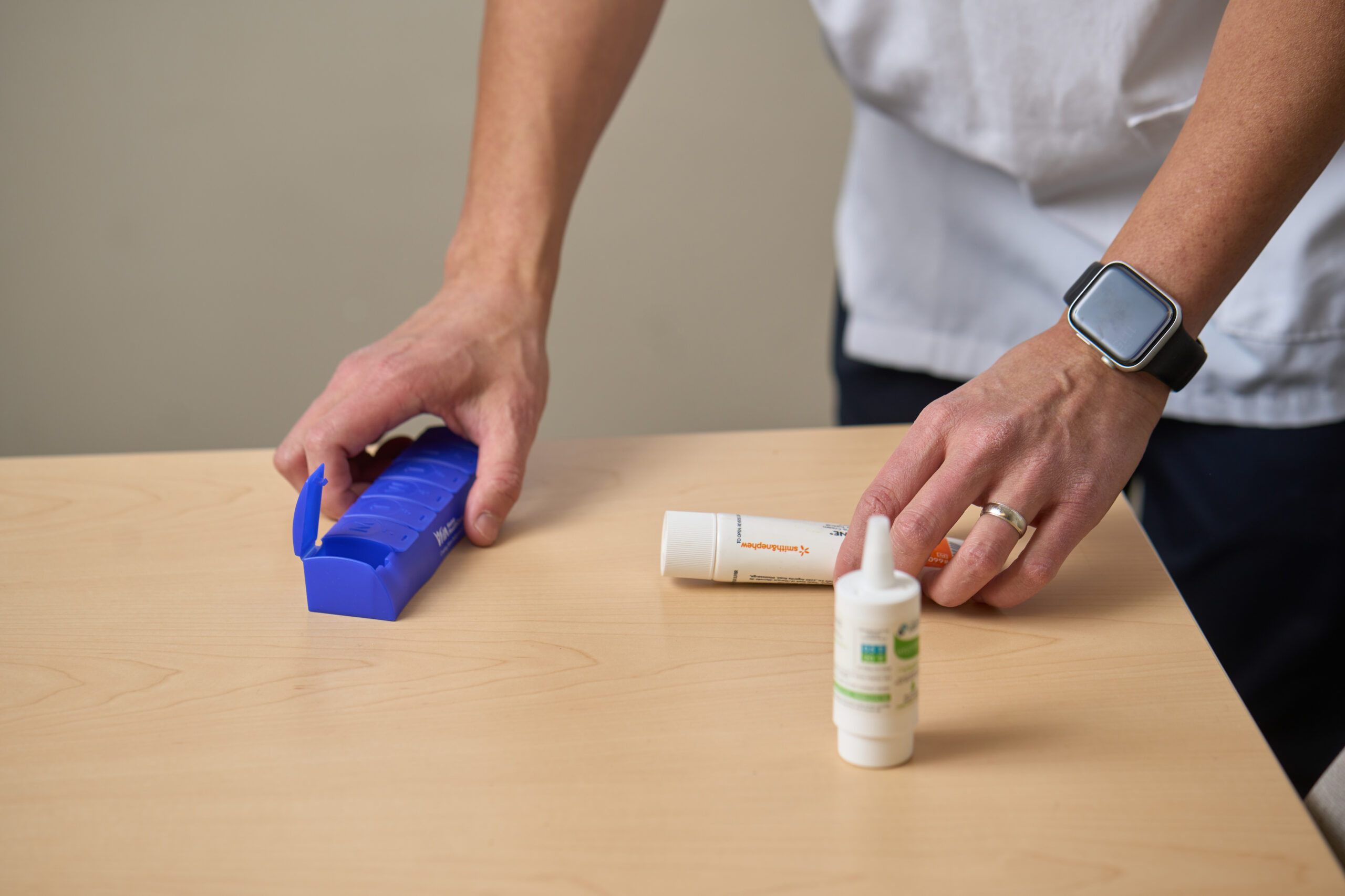 a pharmacist assessing medication