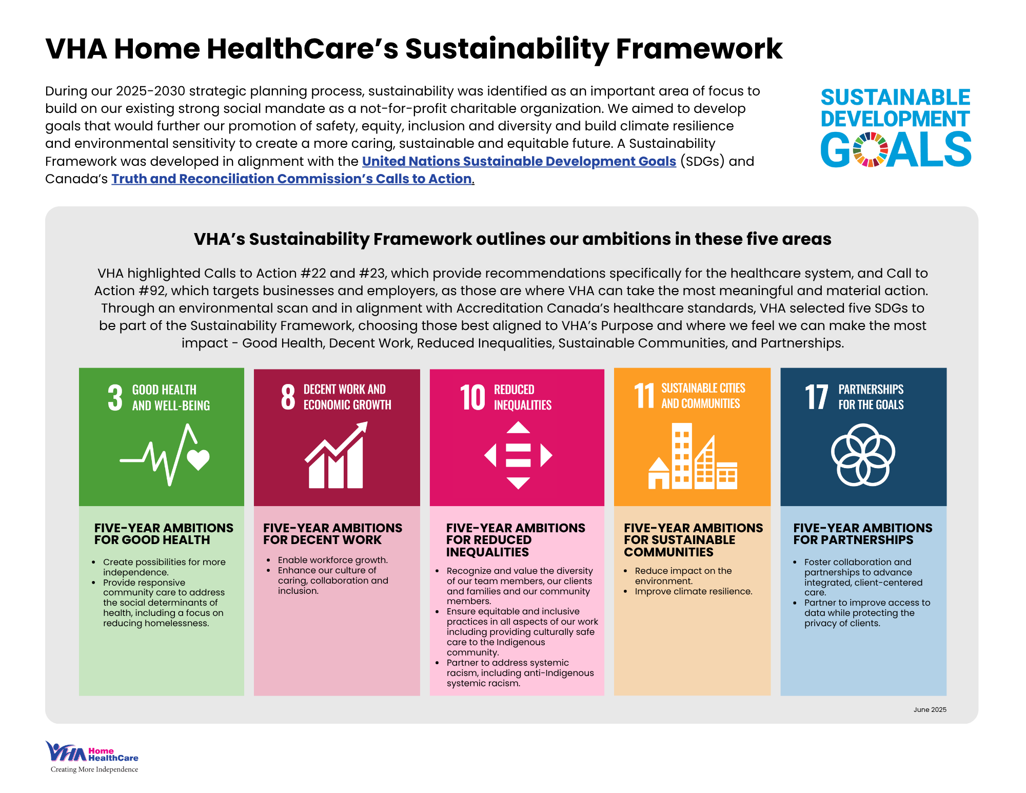 VHA Sustainability Framework Diagram