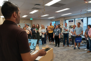 Jordan D'souza presenting at Camp Innovate