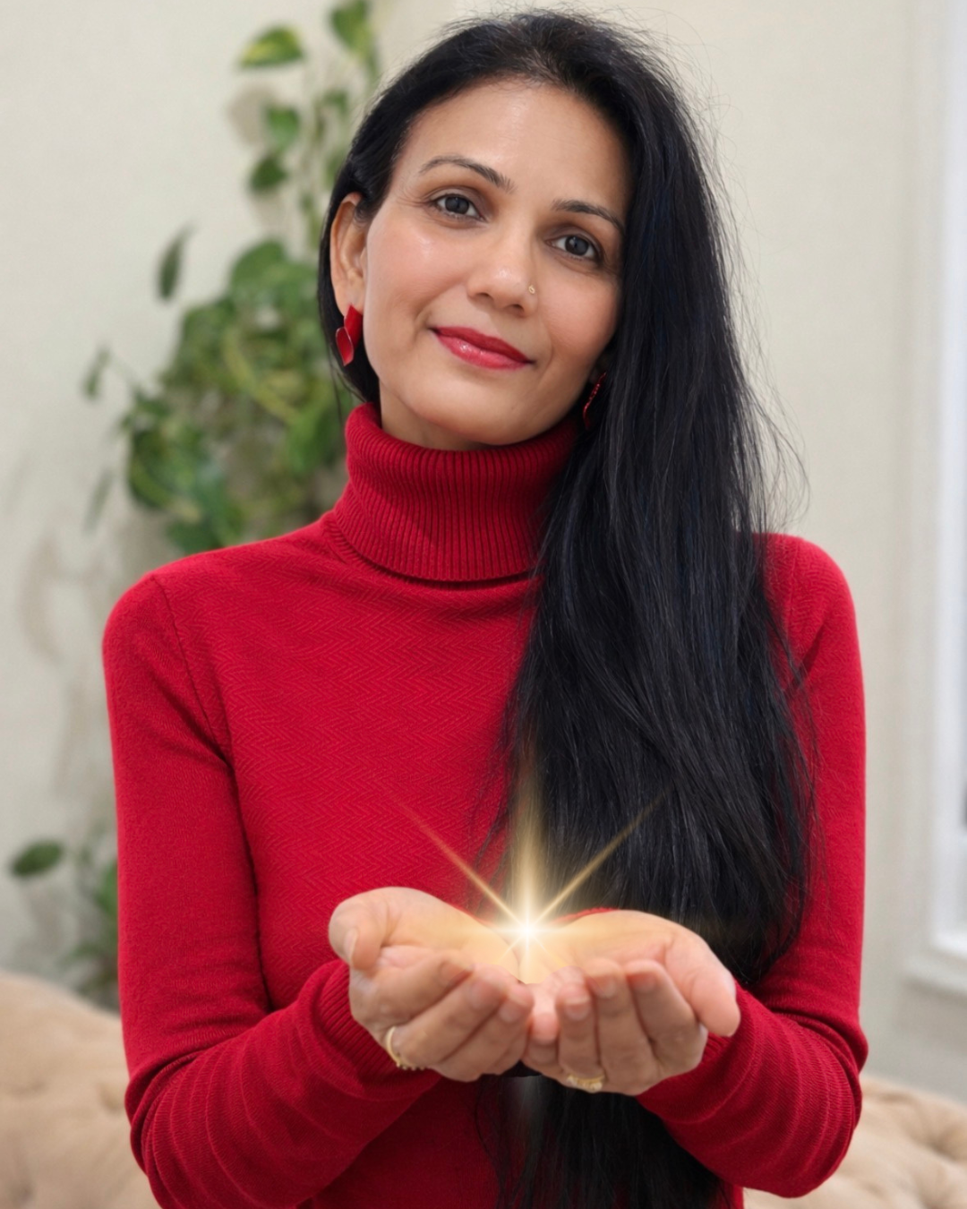 Chandrika Desai holding a spark in her hands