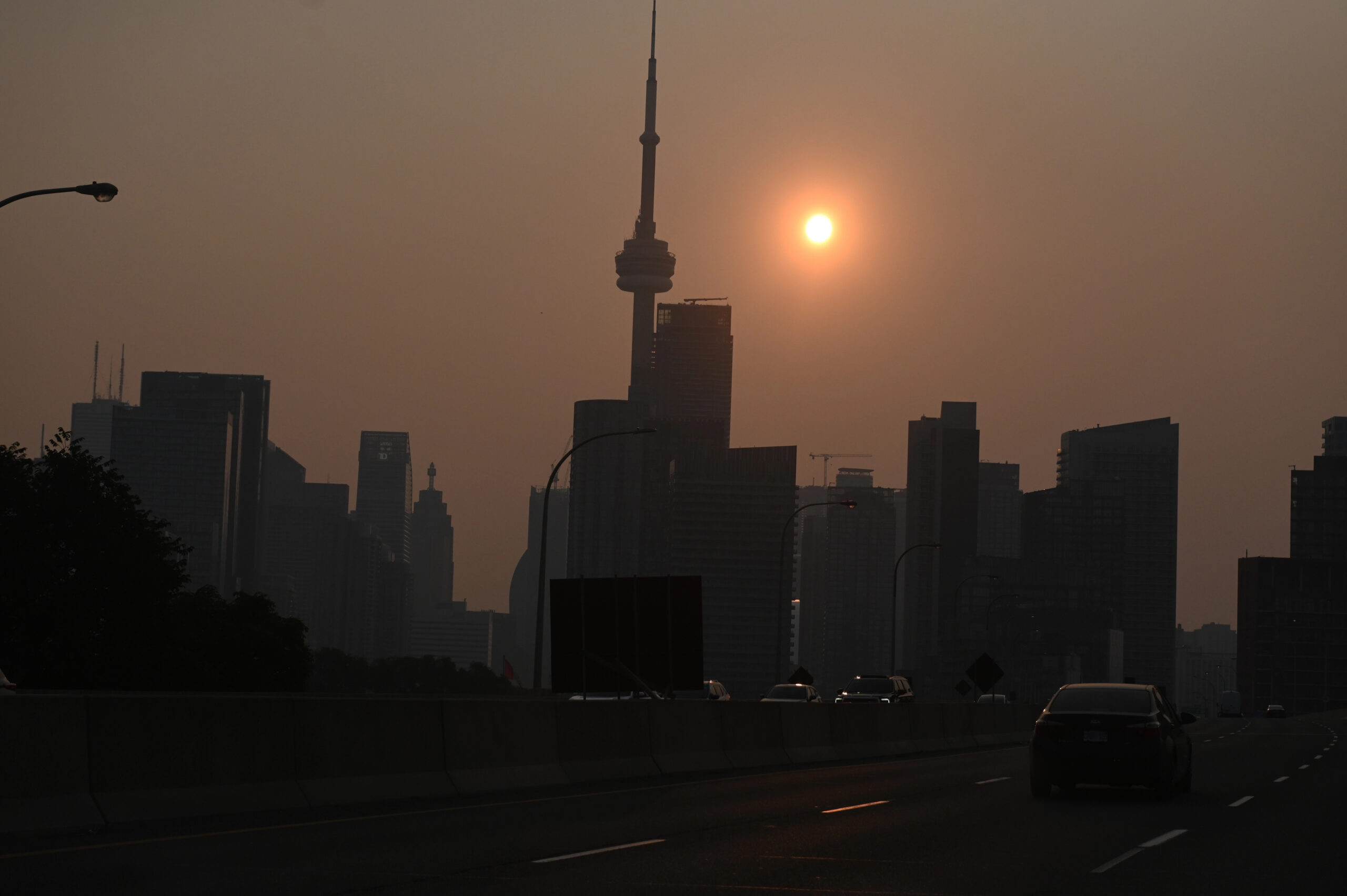 Hazy view of the Toronto skyline
